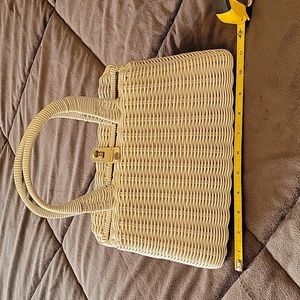 Vintage white wicker purse.